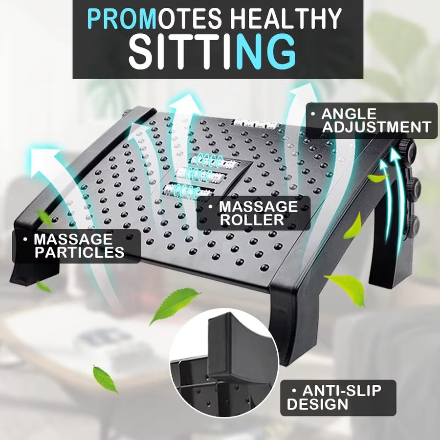 Ergonomische Fußstütze von YQQGD mit Massagerollen für Büro und Home Office in Schwarz oder Grau - Bild 3