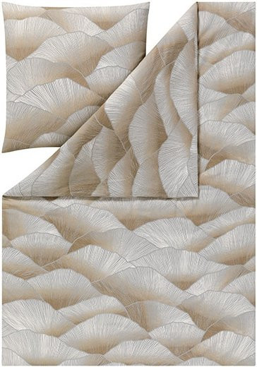 Estella Bettwäsche Alba aus Edelflanell in Beige mit Natur-Grafikdesign - Bild 1