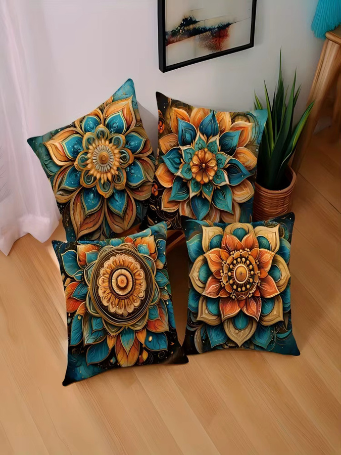 VIKAMA Mandala Kissenbezüge im orientalischen Stil, 4er Set, Mehrfarbig, B/H: 45 x 45 cm - Bild 7