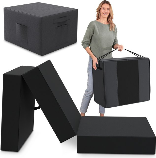 eloneo Spar-Set Klappmatratze Gästematratze Schwarz mit Husse Anthrazit und Transporttasche, B/T/H: 75 x 195 x 15 cm - Bild 1