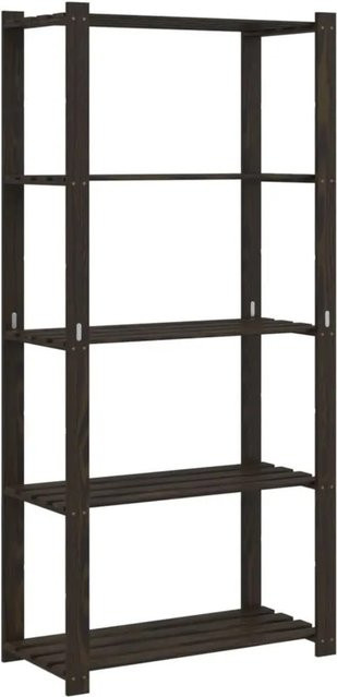 vidaXL Lagerregal aus Kiefer Massivholz mit 5 Böden Schwarz B/T/H: 80 x 38 x 170 cm - Bild 1