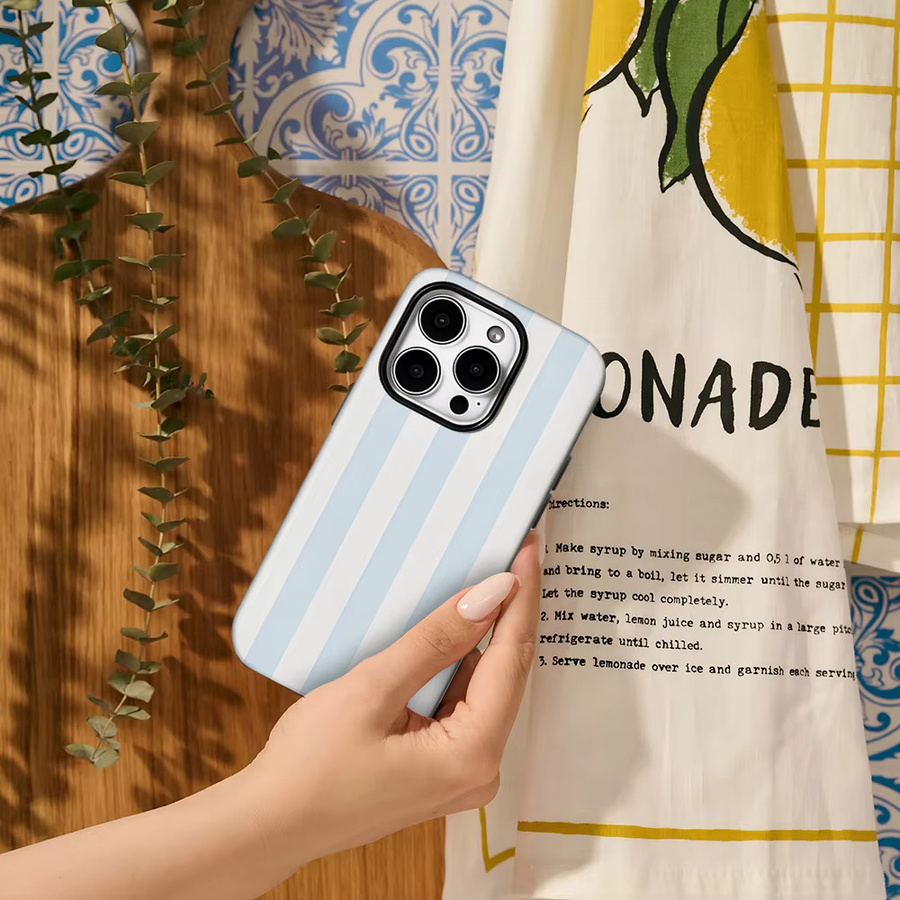 Luxuriöse doppellagige Handyhülle für Apple iPhone Modelle mit blauen Streifen - Bild 2