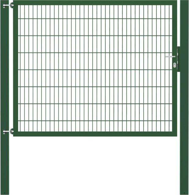 Einzeltor Flexo Plus in Grün mit Pfosten aus Stahl für die Erdbodenmontage, Breite: 200 cm, Höhe: 160 cm, Pfosten: 100 x 100 cm - Bild 1