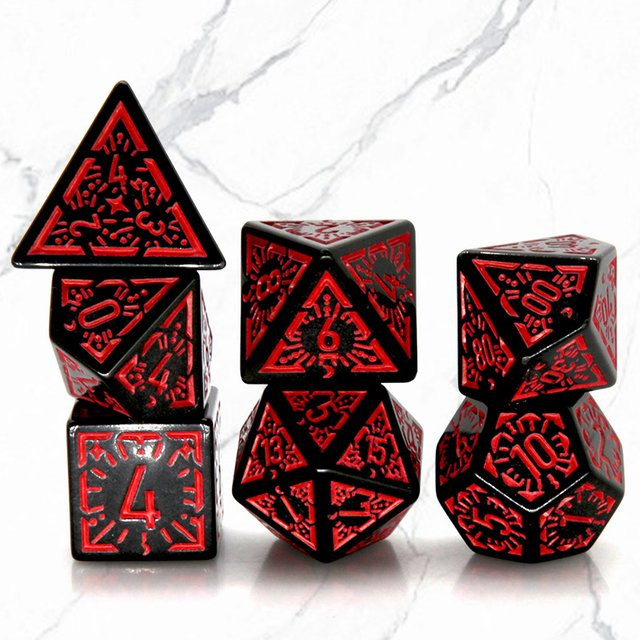 Red Dawn Stars D20 Würfel, 7-teiliges Set, Fantasy - Bild 1