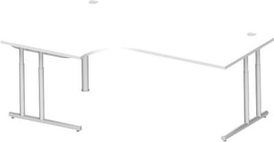 Schäfer Shop Select Winkelschreibtisch COMBITEC mit C-Fuß, 90° Winkel links, weiß/weißalu, Breite: 200 cm, Tiefe: 120/80 cm, Höhe: 67,7-81,7 cm - Bild 1