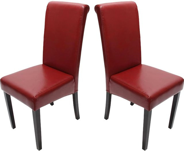 2er-Set Esszimmerstühle Lecce II von MCW aus Leder in Rot mit dunklen Beinen - Bild 1