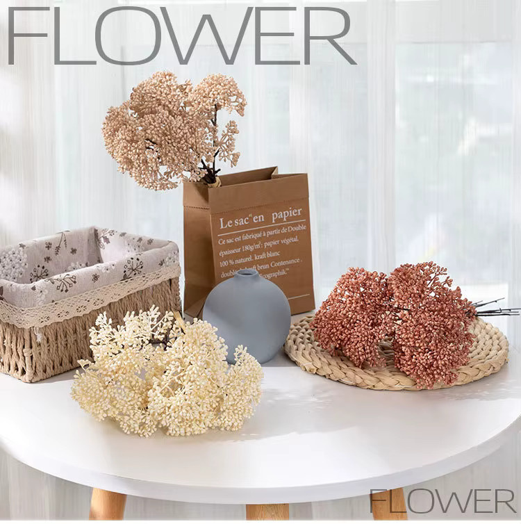 Uflower Künstliche Hirse-Blumenstrauß für Herbstdekoration, Tischdekoration für Hochzeit und Party, Beige und Multicolour - Bild 2