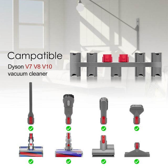 Dyson Staubsauger Zubehör Halterung mit Regal für V7 V8 V10 V11 V15, Wandmontage, Grau - Bild 1