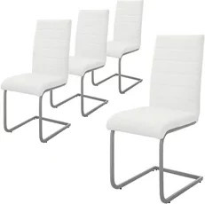 4er Set Esszimmerstühle ML-Design Freischwinger aus weißem Kunstleder und Metall - Bild 1