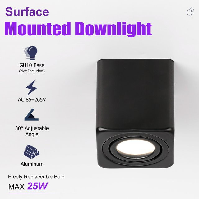 CANMEIJIA Aufputz-Downlight LED-Deckenleuchte in Schwarz mit austauschbarem GU10 Spot für Wohnzimmer und Schlafzimmer - Bild 1