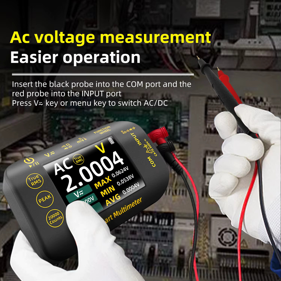 BSIDE Photovoltaik Digitalmultimeter True RMS Voltmeter mit 20.000 Zählungen und 2,8-Zoll-TFT-Farb-LCD in Schwarz - Bild 4