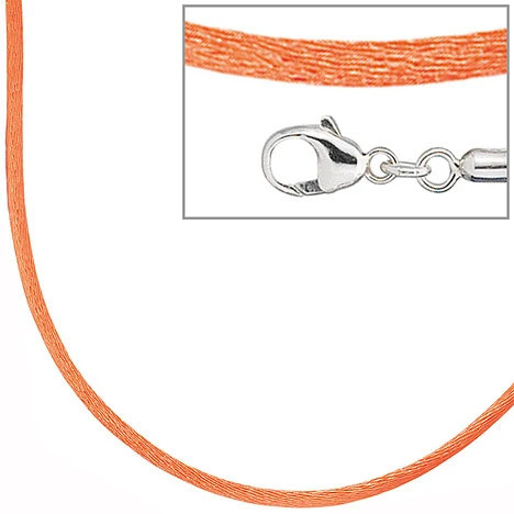 Colfem Halskette Seide, orange, 42 cm, 925 Silber, Unisex - Bild 1