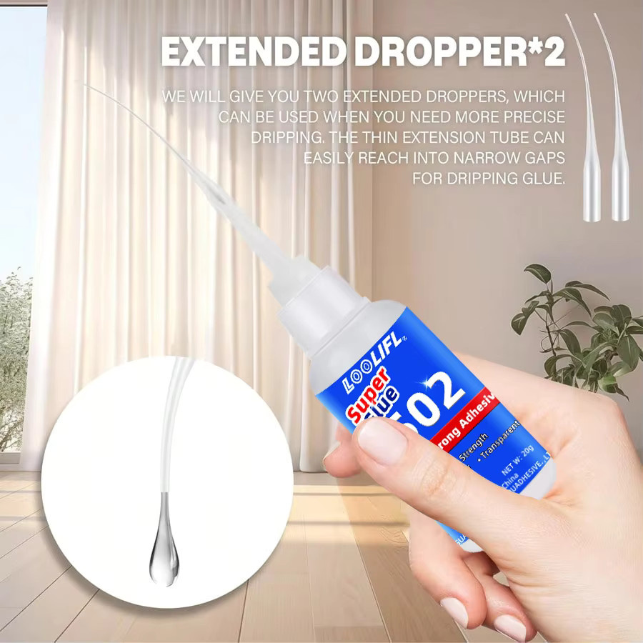 LOOLIFL 502 Superkleber Cyanacrylat-Schnellkleber mit präzisen Applikatordüsen für Metall, Kunststoff und Bastelarbeiten - Bild 6