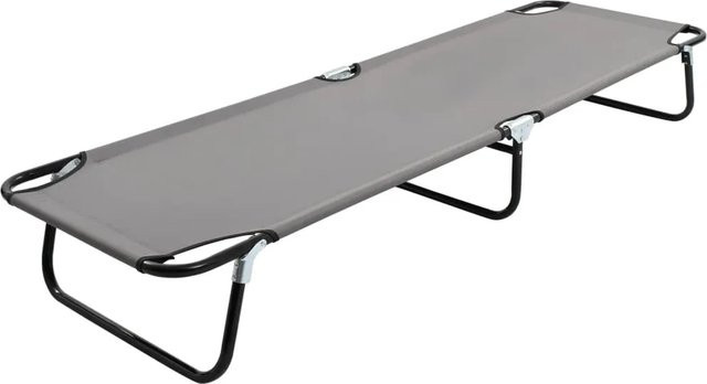 vidaXL Klappbare Sonnenliege aus Stahl in Grau mit UV-beständigem Polyestergewebe, B/T/H: 190 x 58 x 28 cm - Bild 1