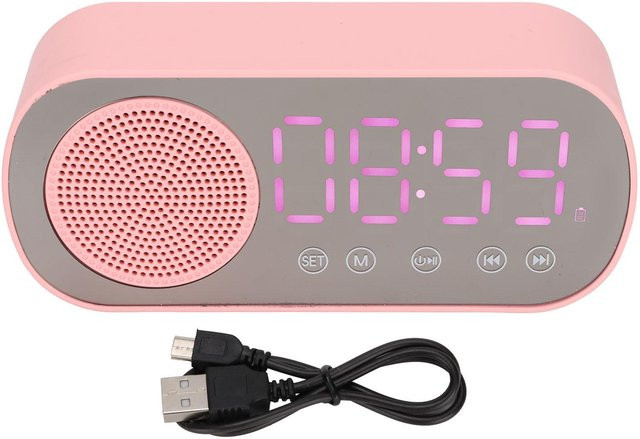 Tooarts Bluetooth Lautsprecher Wecker mit LED Spiegel Bildschirm, FM Radio und Digital Uhr in Beige - Bild 1