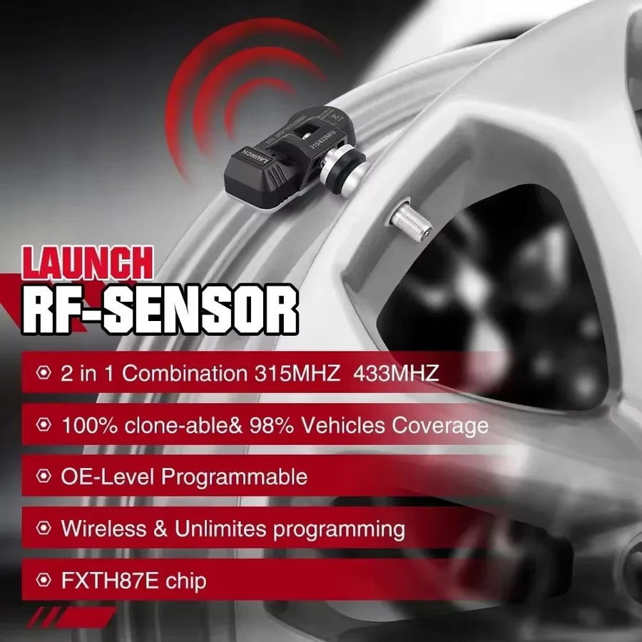 LAUNCH TPMS Sensor 315/433 MHz LTR-03 RF Sensor für Reifen Reparatur Werkzeug Scanner und Reifendruck Monitor Programmierung in Schwarz - Bild 2