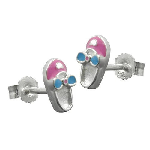 SIGO Ohrstecker Schuh, 925 Silber, rosa-hellblau, Kinder - Bild 1