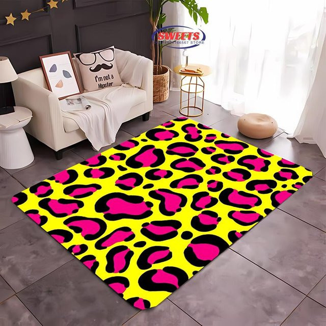 Karpetti Bunter Teppich mit Leopardenmuster in Multicolour, rutschfest und aus Polyester, B/T: 60 x 40 cm - Bild 1