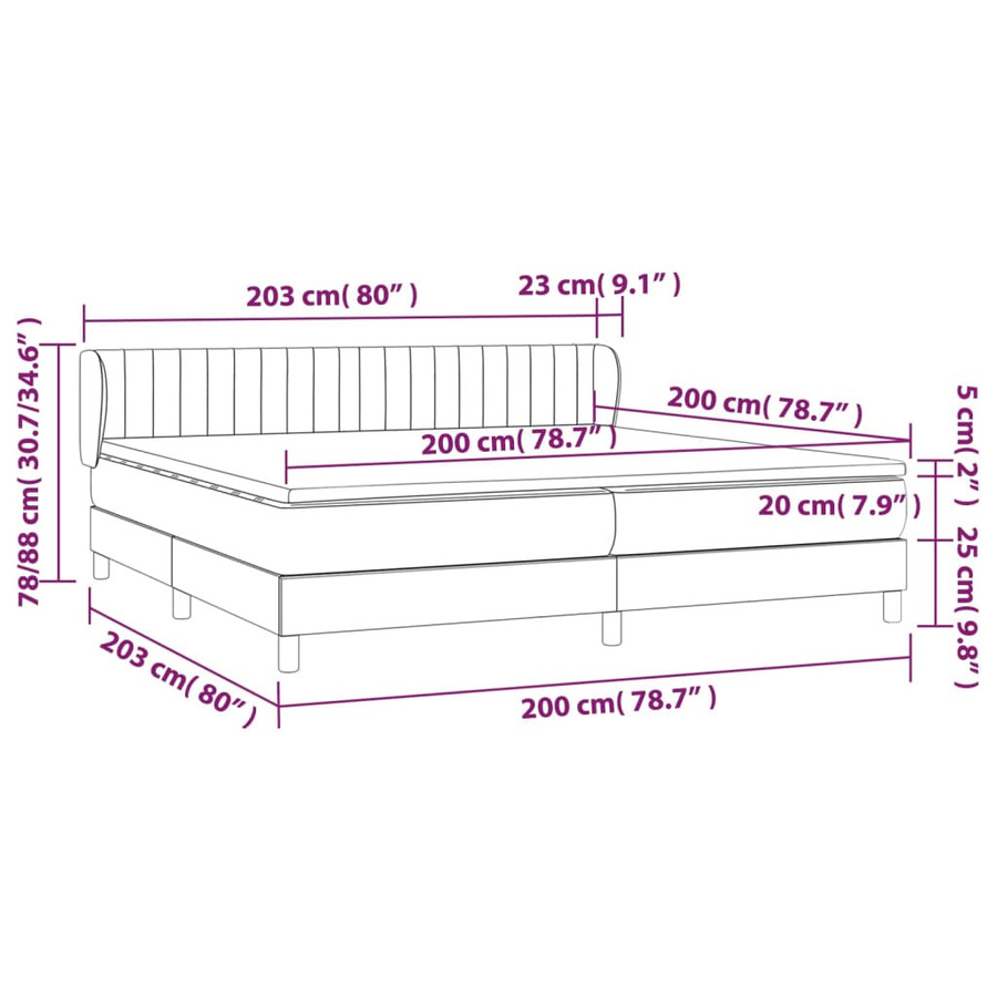 vidaXL Boxspringbett Hybrid mit Matratze und Kopfteil, Hellgrau, B/T: 200 x 200 cm - Bild 2