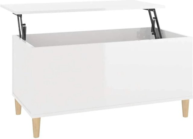 vidaXL Couchtisch in Hochglanz-Weiß mit Lift-up-Funktion, B/T/H: 90 x 44,5 x 45 cm - Bild 1