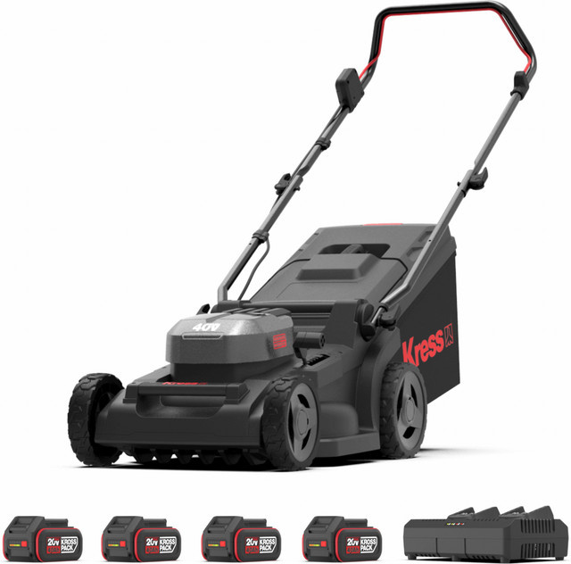 AkkuRasenmäher KG748 40 V Mähgerät Komplettset mit 41 cm Schnittbreite inklusive 4 Akkus und 1 Doppelladegerät - Bild 1