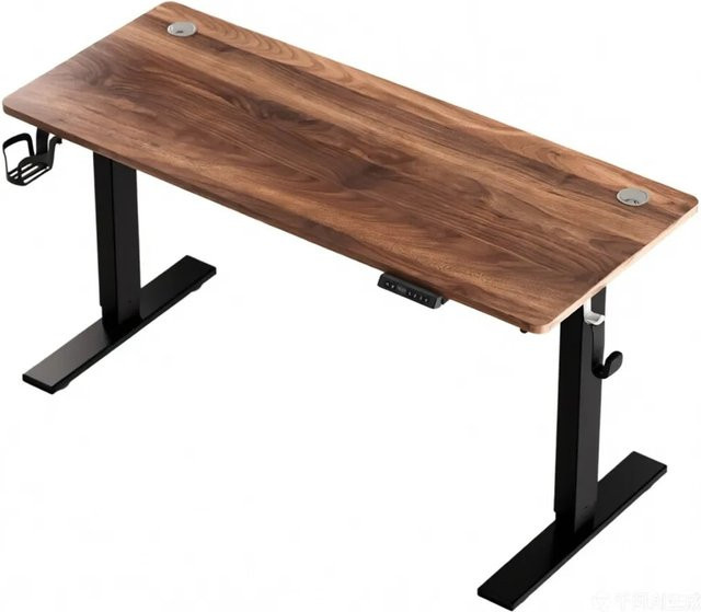 HOMAVO Elektrisch Höhenverstellbarer Schreibtisch mit USB/Typ C Ladestation, Memory Funktion und Anti Kollisions System, Farbe: Braun, B/T: 140 x 70 cm - Bild 1