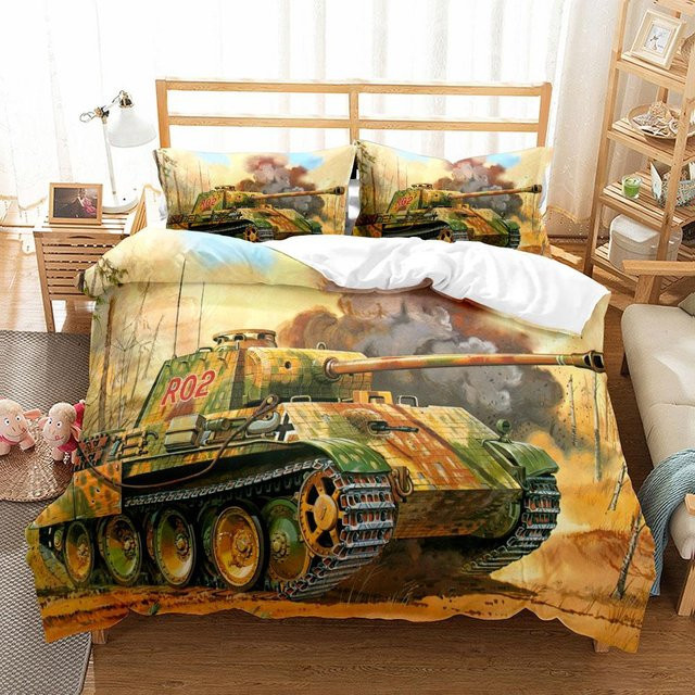 Militärpanzer Bettwäsche Set für Kinder mit Motiv Fahrzeugen aus Mikrofaser, B/H: 140 x 200 cm, Mehrfarbig - Bild 1