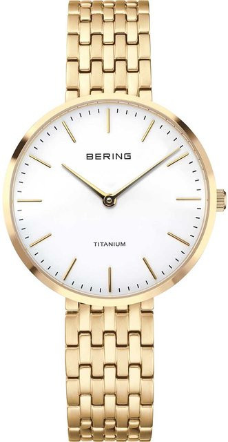 Bering Damenuhr Titanium, Quarz, 34 mm, Weiß, 5 ATM - Bild 1