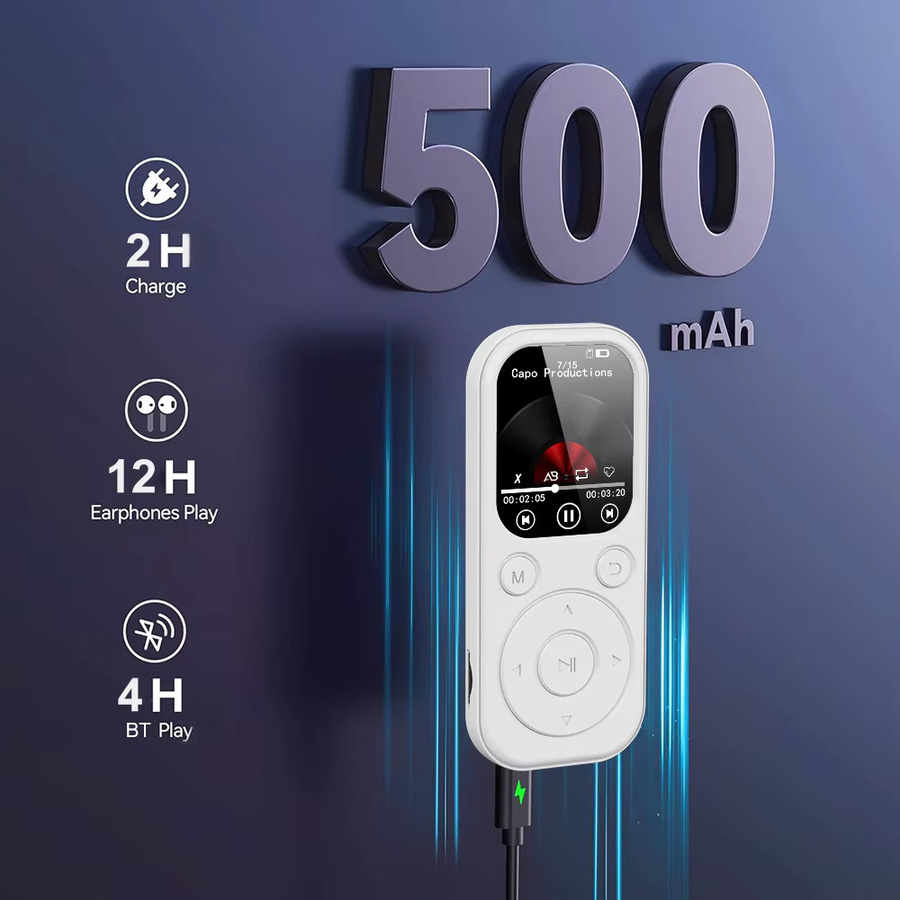 Tragbarer MP3-Player von ockcic mit 1,8 Zoll Display, Bluetooth 5.4, FM-Radio und eBook-Funktion in Schwarz - Bild 4