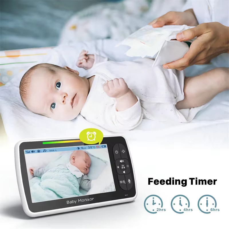 Babystar 5-Zoll Video-Babyphone in Weiß mit Schwenk-Neige-Zoom-Kamera, Audio-Video-Übertragung, Zwei-Wege-Gespräch und VOX-Modus - Bild 4