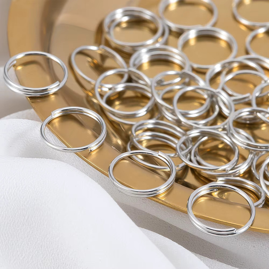 Schlüsselanhänger Metallrohling, versilberter, geteilter Ring, Damen Herren - Bild 2