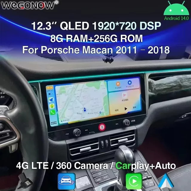 Android 14 Multimedia-Navigationssystem für Porsche Macan 2011 - 2018 mit 12,3 Zoll Display, 8GB RAM, 256GB Speicher, Wireless CarPlay, GPS, WiFi, Bluetooth 5.0 und RDS Radio in Schwarz - Bild 1