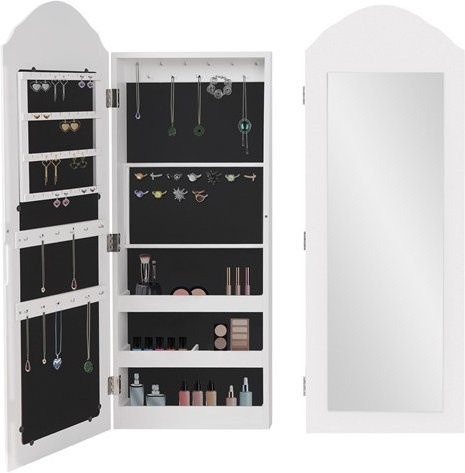 ML-Design Schmuckschrank mit Spiegel Weiß, H: 95 cm, B: 35 cm, T: 9 cm - Bild 1