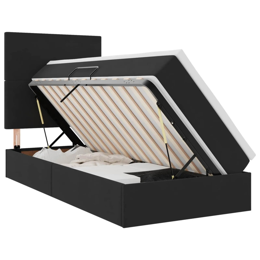 vidaXL Aufbewahrungsbett mit Matratze in Schwarz aus Samt mit Lift-up-Funktion, B/T/H: 90 x 200 x 88 cm - Bild 2