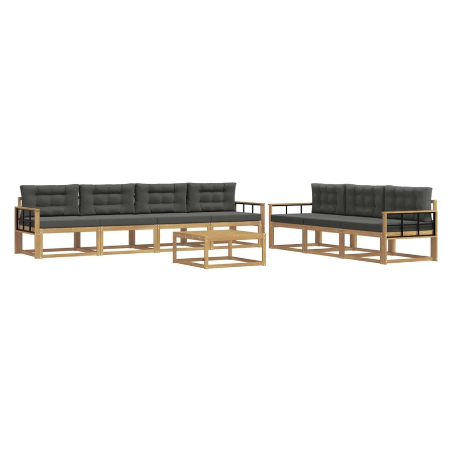 vidaXL Outdoor-Sofagarnitur aus Akazienholz mit 7 Kissen in Anthrazit und Weiß - Bild 2