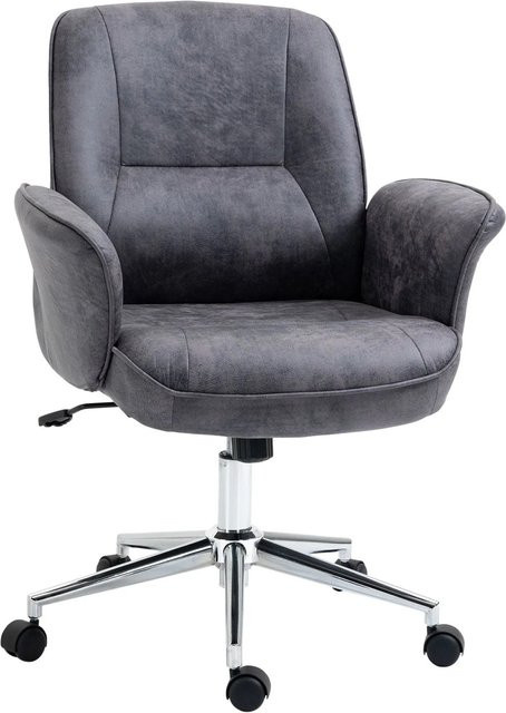 Vinsetto Bürostuhl aus Mikrofaser in Dunkelgrau mit Wippenfunktion und Armlehnen, B/T/H: 67 x 69 x 92-102 cm - Bild 1