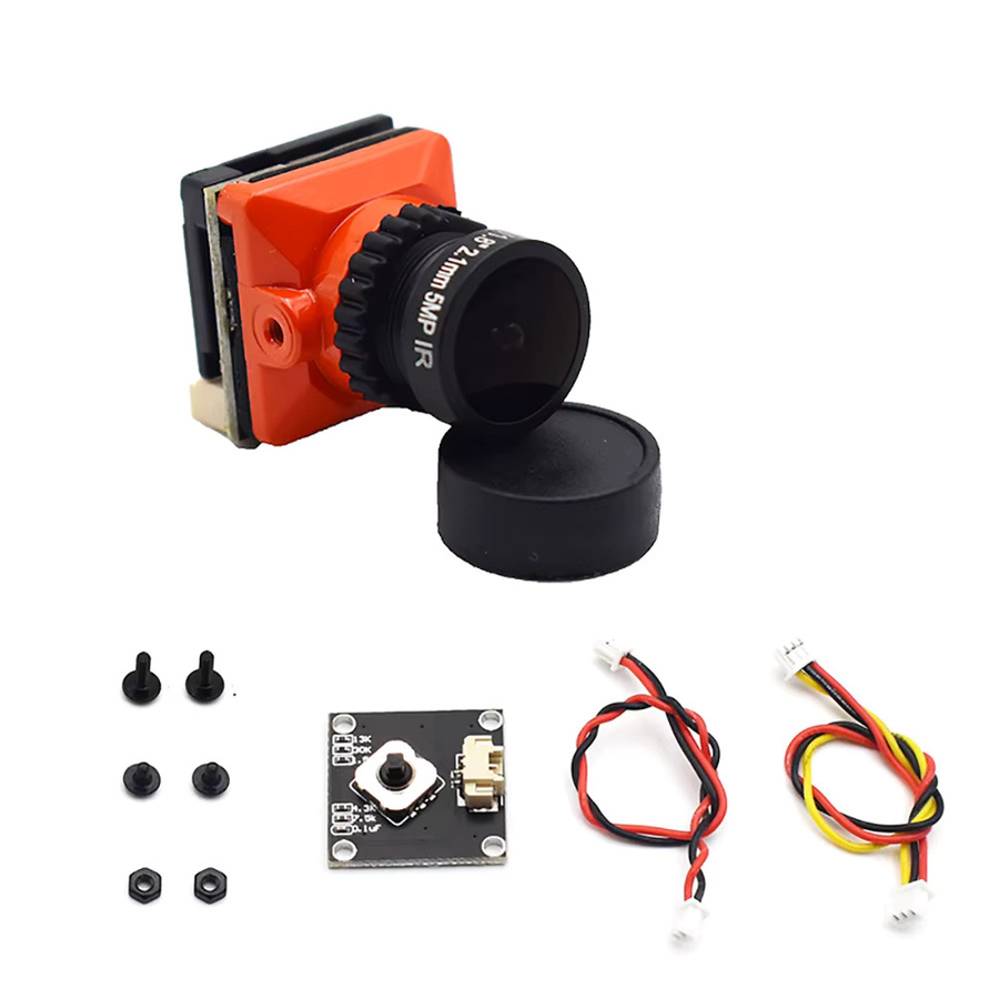 PUSD 1500TVL 1/3 CMOS B19 Mini FPV-Kamera mit 2,1mm Objektiv, OSD und 5V-30V Stromversorgung für RC FPV Racing Drohnen in Schwarz und Orange - Bild 3