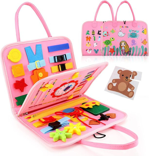 Montessori Busy Board, Pädagogische Aktivität, Rosa, ab 3 Jahre - Bild 1