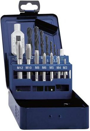 Eventus by Exact 20334 EB 4 Einschnittgewindebohrer-Set 15-teilig metrisch, Rechtsschneidend nach DIN 352 aus HSS, Blau - Bild 1