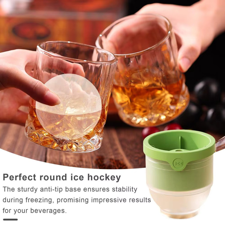 Donirt Eiswürfelbereiter aus Silikon in Gelb, runde Eisform für Whiskey und Cocktails mit 6 cm Durchmesser - Bild 2