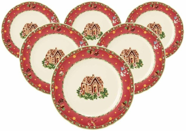 Seltmann Weiden Brotteller Marieluise Weihnachtsnostalgie aus Porzellan, Mehrfarbig, 6er Set, Durchmesser: 17 cm - Bild 1