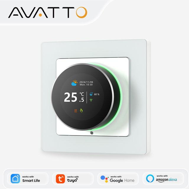 AVATTO WiFi Smart Knob Thermostat Temperaturregler in Weiß für Wasser-Gas-Boiler und elektrische Heizungen mit App- und Sprachsteuerung via Tuya Alexa Google Home - Bild 1