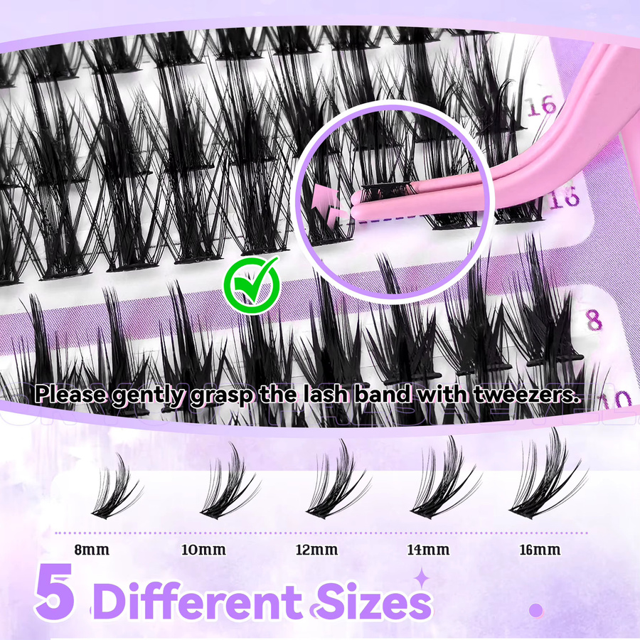 EIMNY Wimpern-Set Manga Spike Cluster, 41 Reihen, D-Curl, Natürlich - Bild 4
