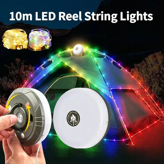 MeeToo LED Lichterkette Outdoor mit 10 m Kabel, USB aufladbare dekorative Lichterkette für Garten, Zelt und Weihnachten - Bild 1