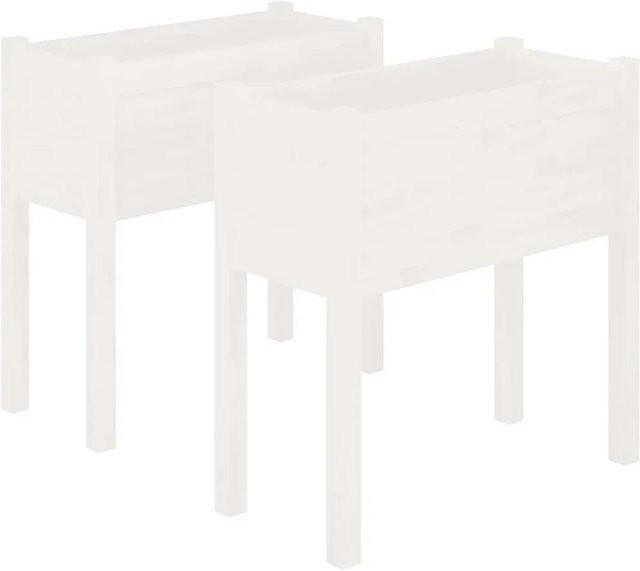 vidaXL Pflanzkübel Set aus massivem Kiefernholz in Weiß, 2 Stück, B/T/H: 70 x 31 x 70 cm - Bild 1