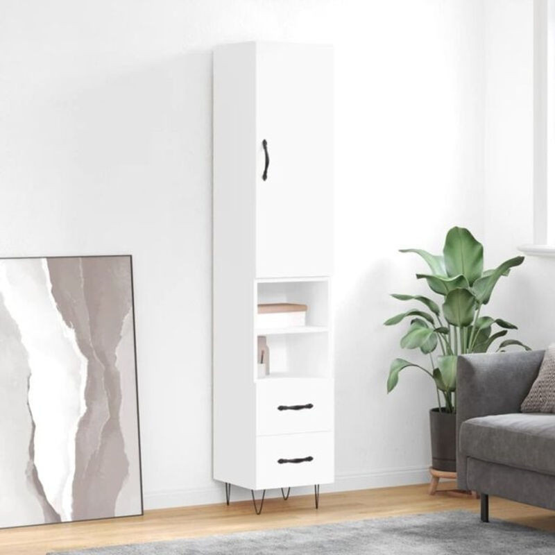 Modernes Highboard Vidaxl in Weiß aus Holzwerkstoff und Metall, B/T/H: 34,5 x 34 x 180 cm - Bild 1