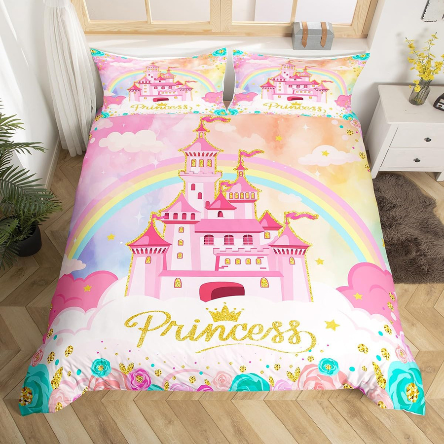 JMG Household Supplies Bettwäsche Set Regenbogen Schloss mit Reißverschluss, Multicolor, B/H: 135 x 200 cm - Bild 1