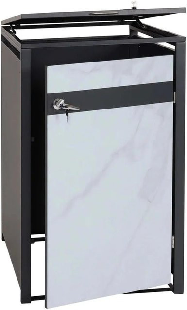 MCW Mülltonnenverkleidung J82 Mülltonnenbox in Marmor-Optik Hell, erweiterbar, Metall, B/T/H: 117 x 68 x 80 cm - Bild 1
