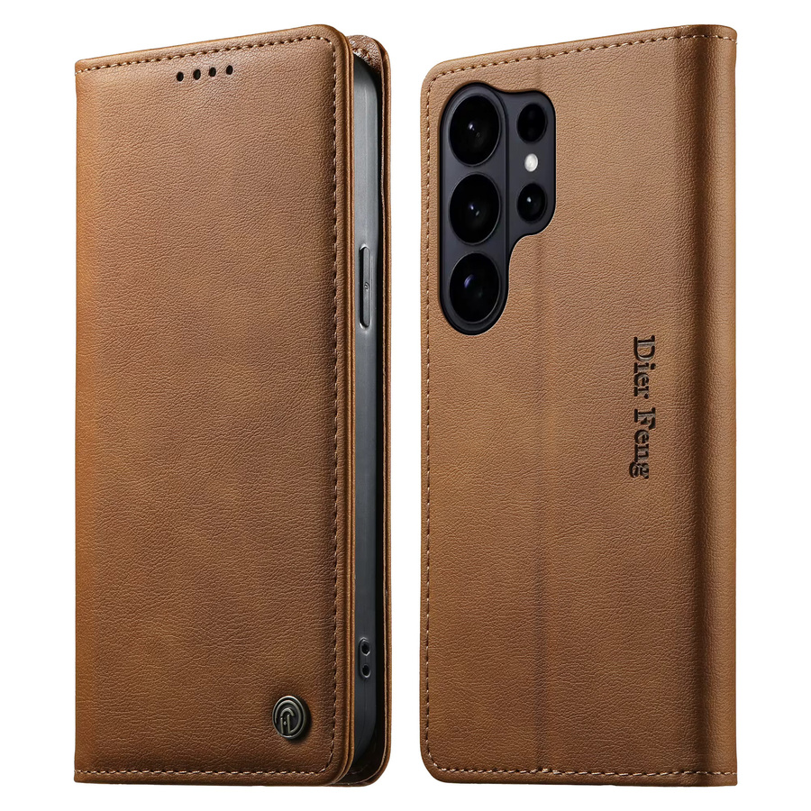 Business Lederhülle für Samsung Galaxy S26 Ultra S25 S24 Plus S23 S22 FE A17 A37 A57 A27 A16 A26 A36 A56 mit RFID-Schutz und Brieftaschenfunktion in Braun - Bild 3