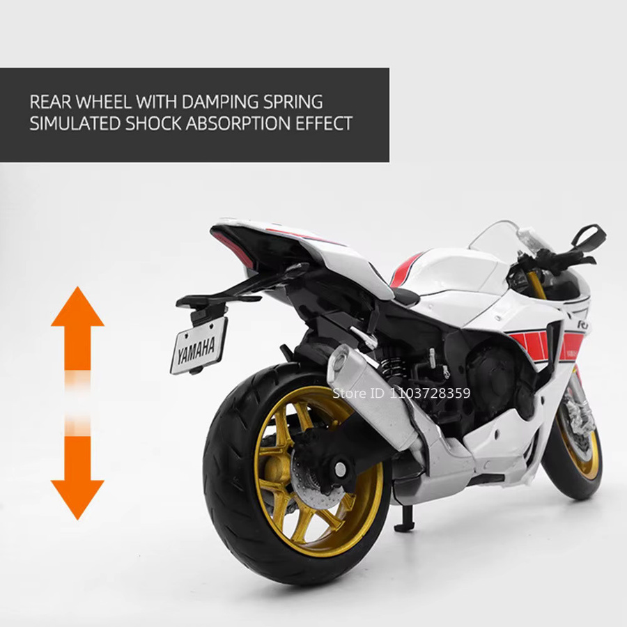 MAKEDA YZF-R1M NIJIA ZX6R Modell Motorrad, Maßstab 1:12, Metall, Grün - Bild 4